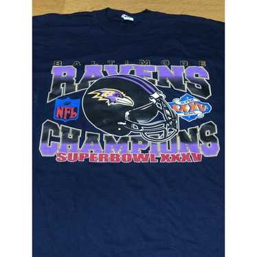 2001 Ray Lewis Baltimore Ravens Super Bowl Champs Tultex NFL T Shirt Size  XL – Rare VNTG