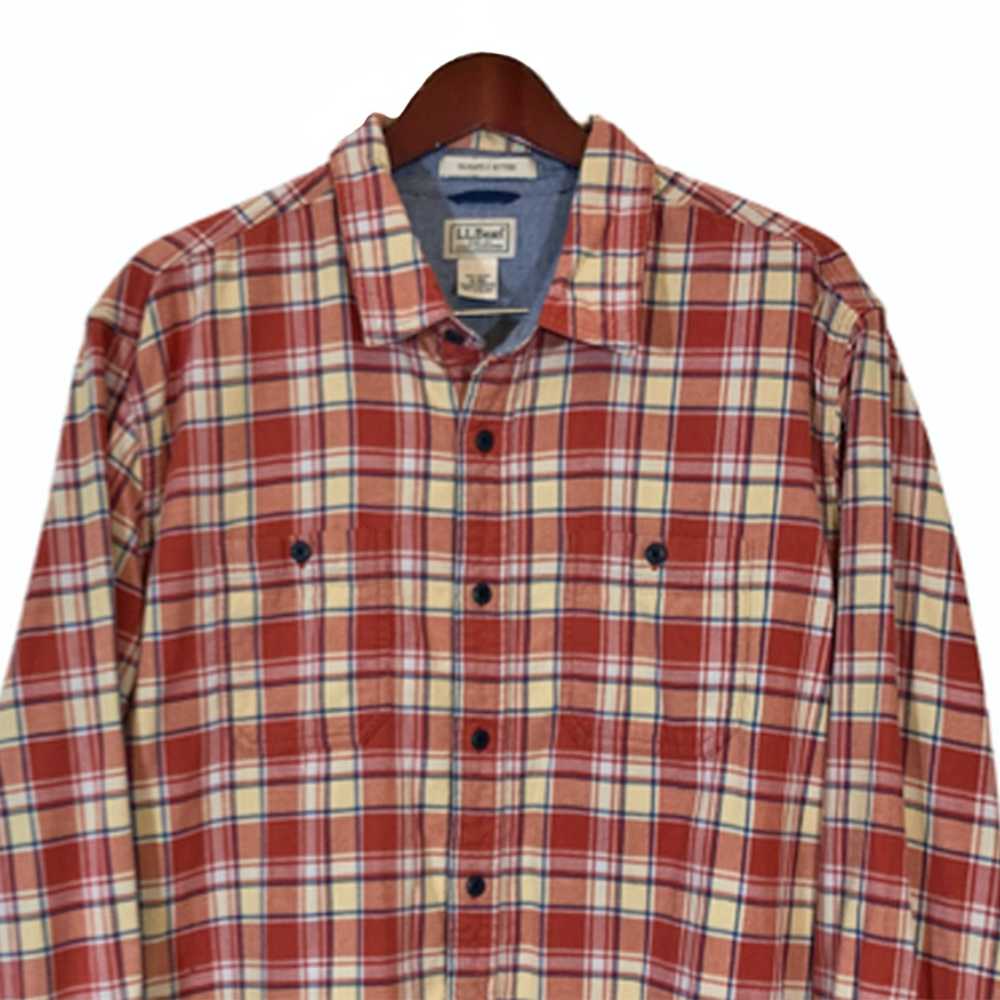 L.L. Bean LL BEAN Red White Plaid Flannel Shirt M… - image 2