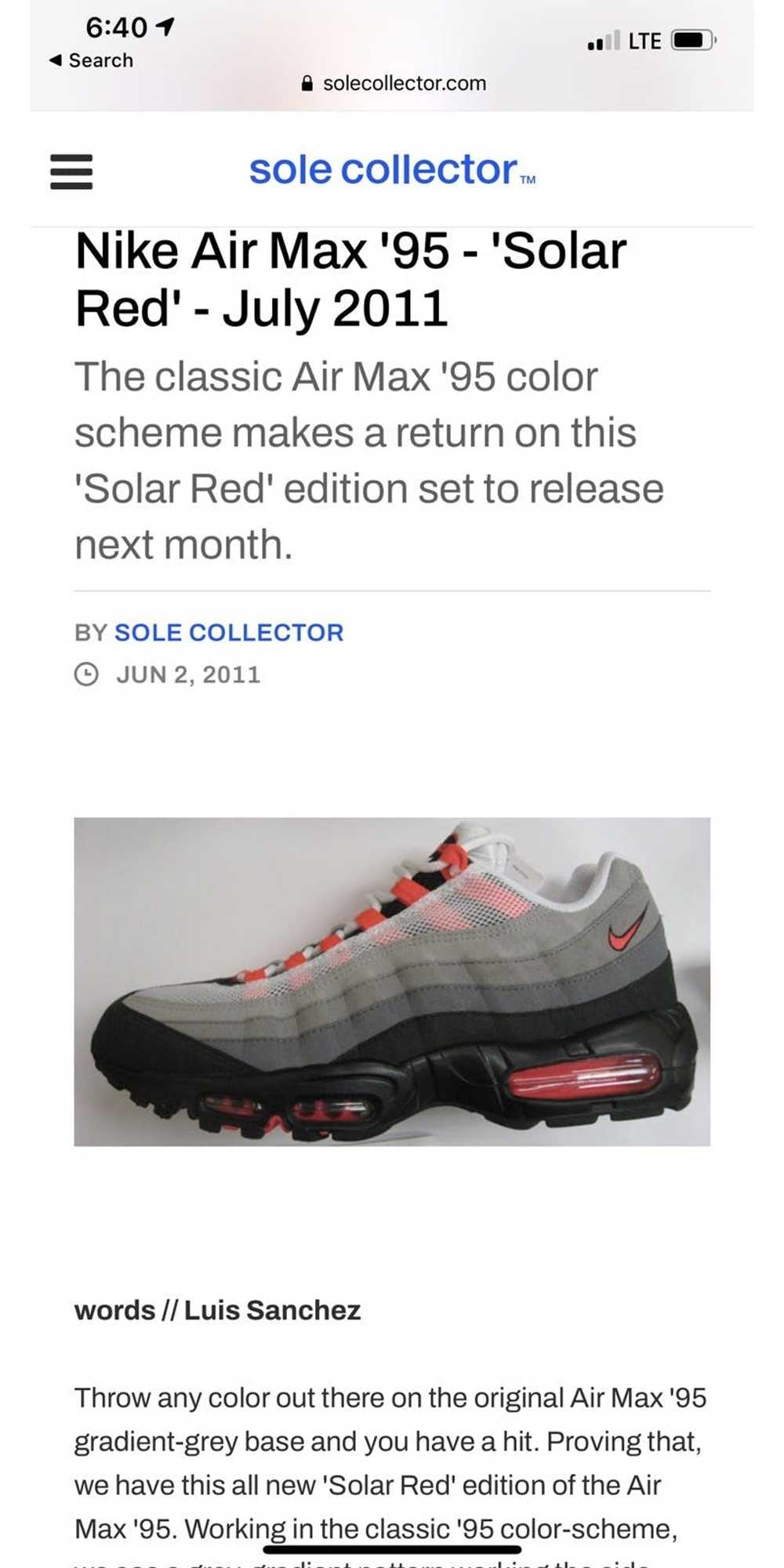 Nike A/W 2011 Nike Air Max 95 "Solar Red" Size 9 - image 11