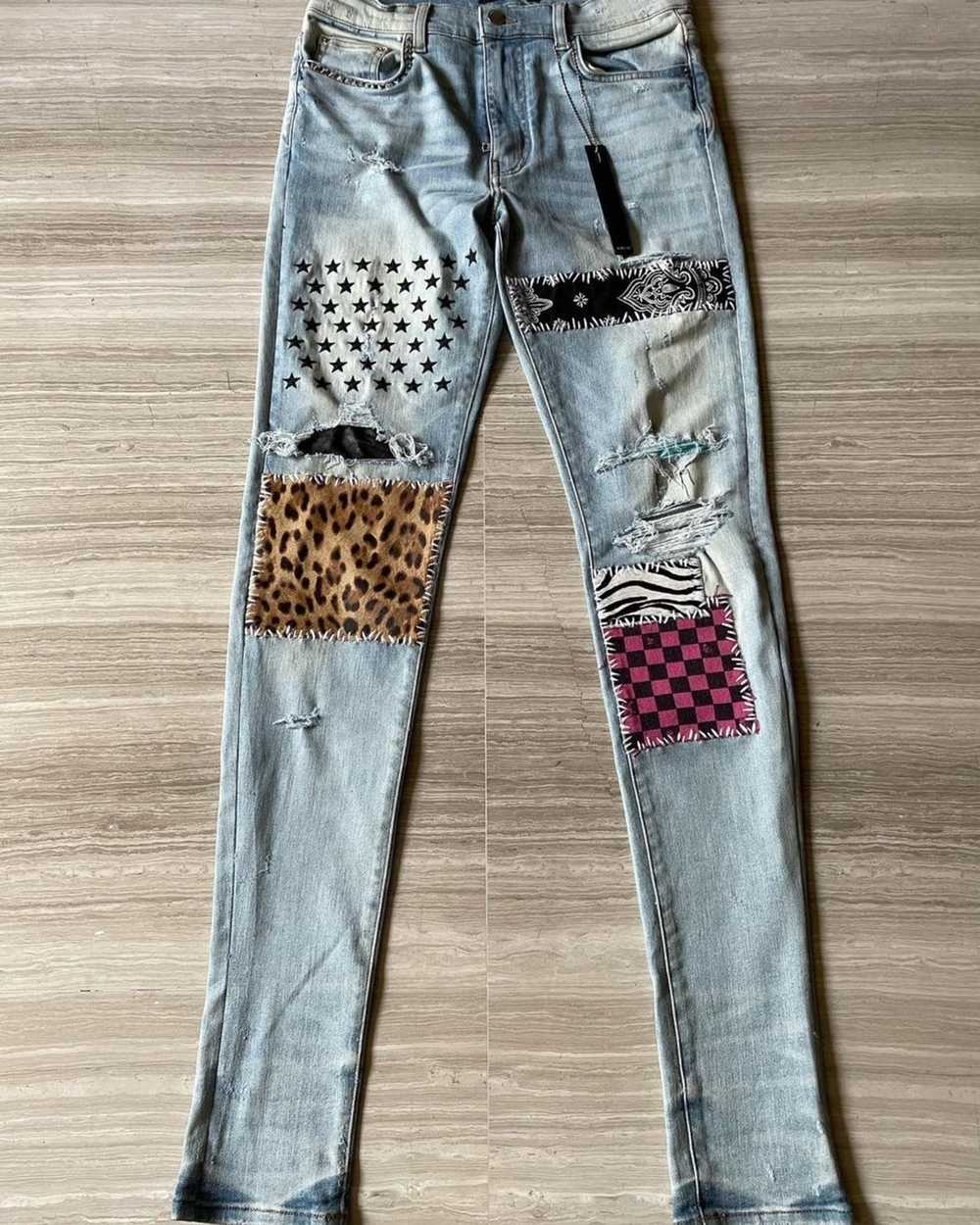 Amiri Amiri Indigo Art Patch Jeans - image 1