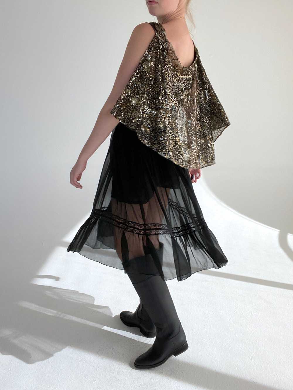 1920's Black and Gold Sequin Cape - image 1