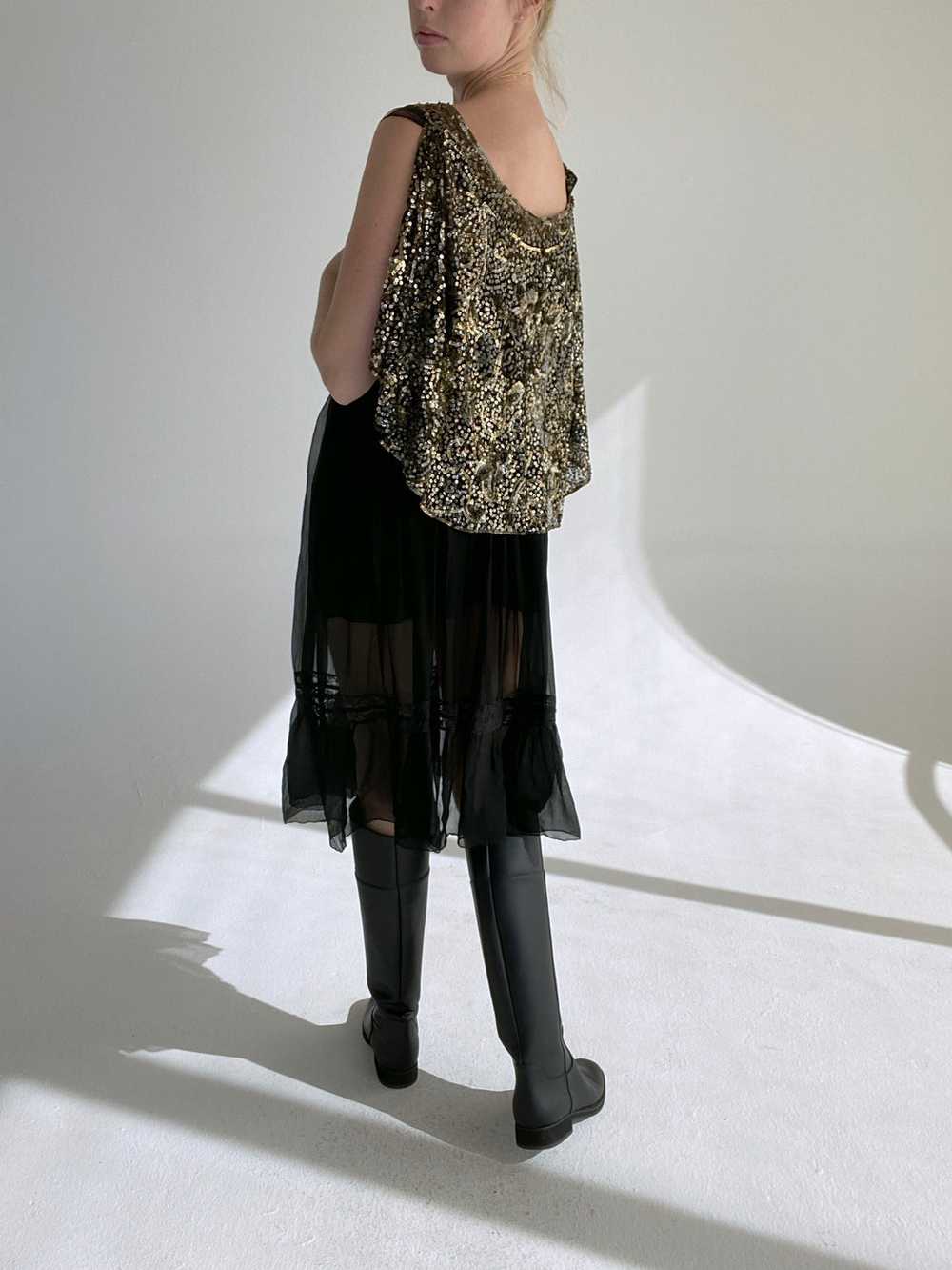 1920's Black and Gold Sequin Cape - image 4