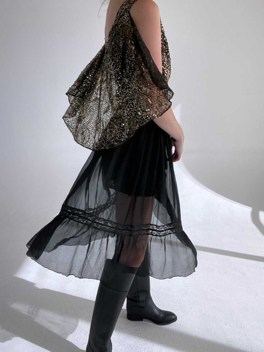 1920's Black and Gold Sequin Cape - image 6