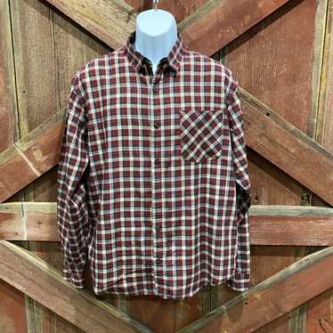Rei REI Mens Button Down Dress Shirt Large Red Wh… - image 1