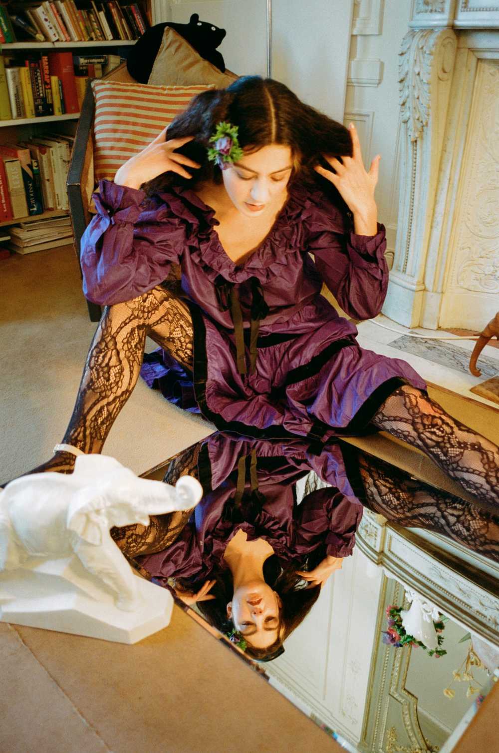 1970s Yves Saint Laurent purple silk taffeta set - image 2