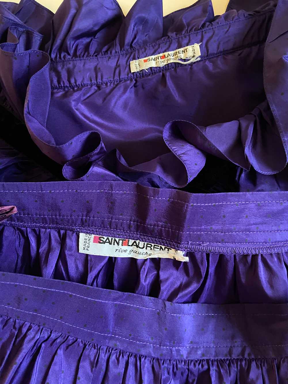1970s Yves Saint Laurent purple silk taffeta set - image 6