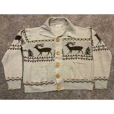 Flying Apple Vintage 70s White Buffalo Cowichan Cardigan Sweater - Men's Medium, Women's Large