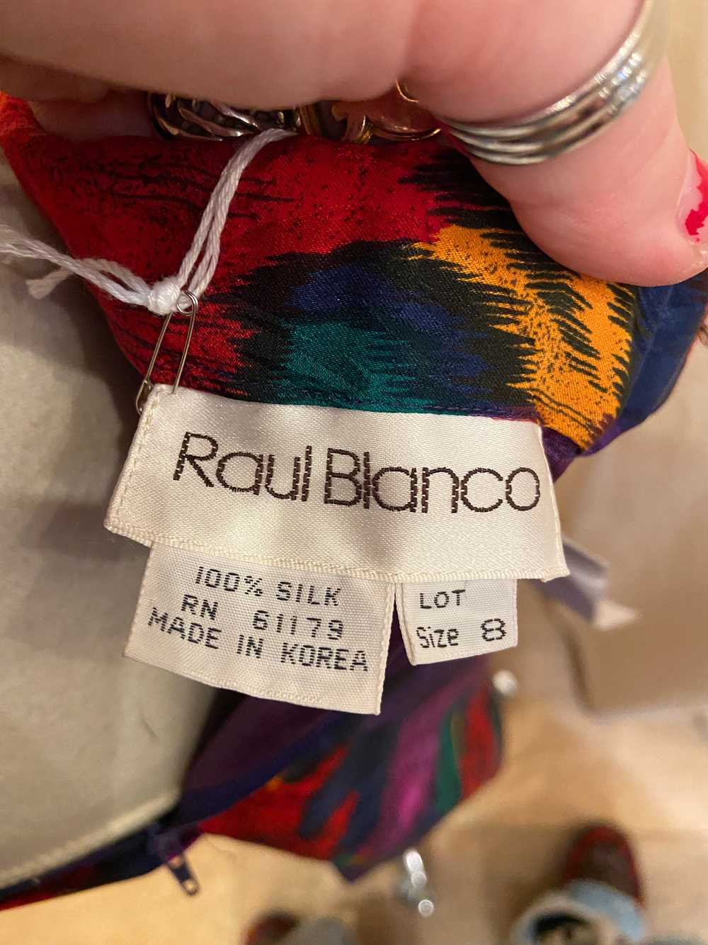 Vintage 80s Raul Blanco jewel tone abstract flora… - image 4