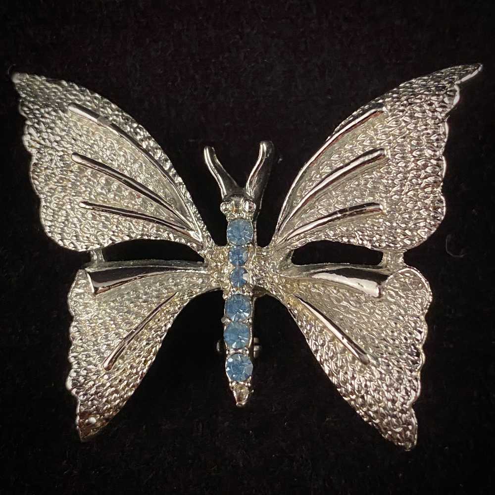 1960s Gerry's Butterfly & Rhinestone Brooch - image 1