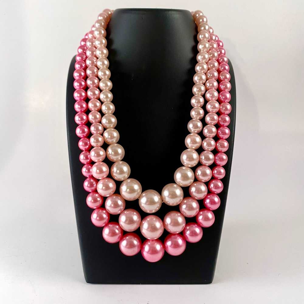 1960s Japan 3-Strand Bead Necklace - image 1