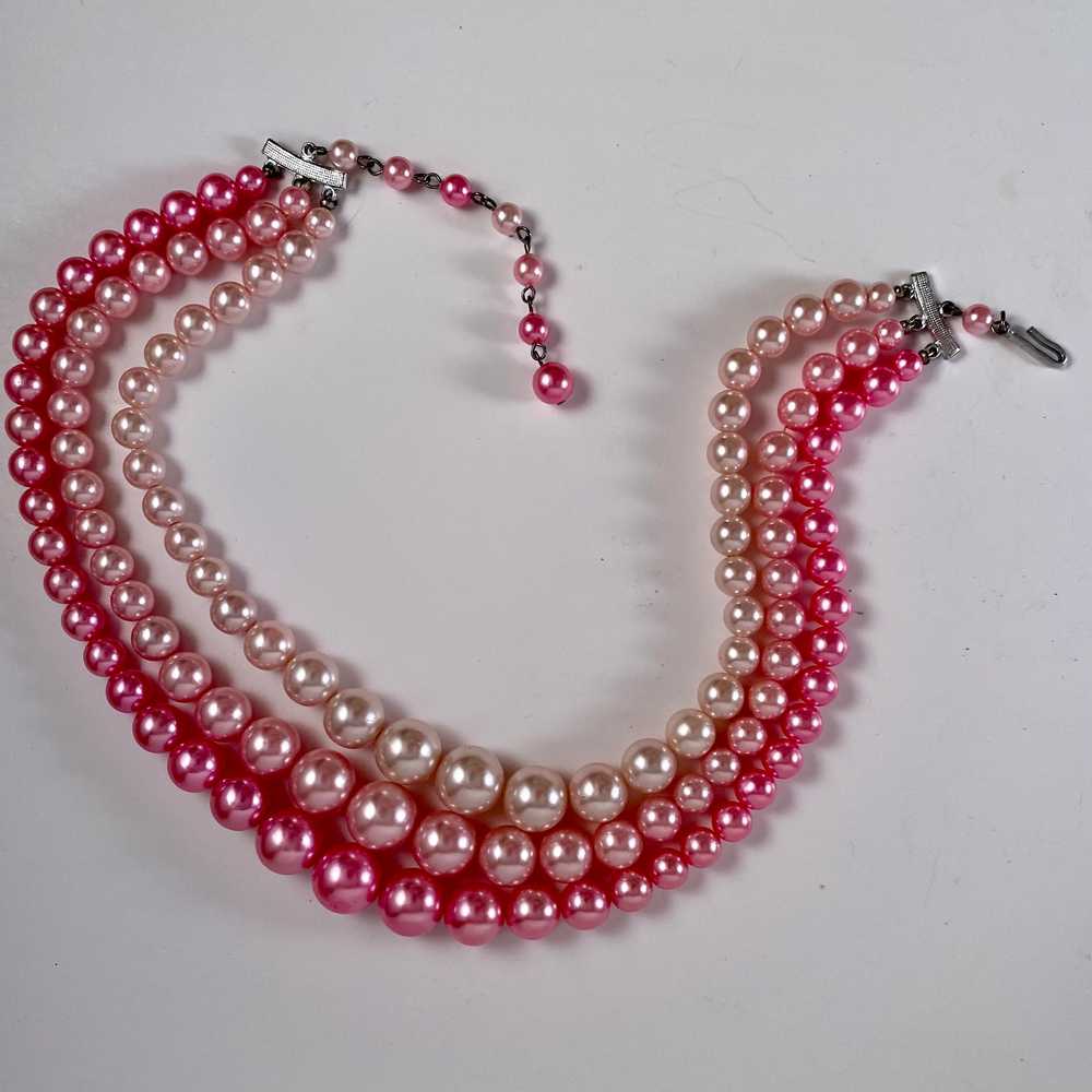 1960s Japan 3-Strand Bead Necklace - image 2