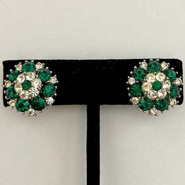 1960s Crown Trifari Rhinestone Earrings - image 1