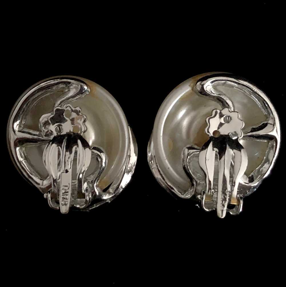 1960s Tara Pearl & Rhinestone Earrings - image 3