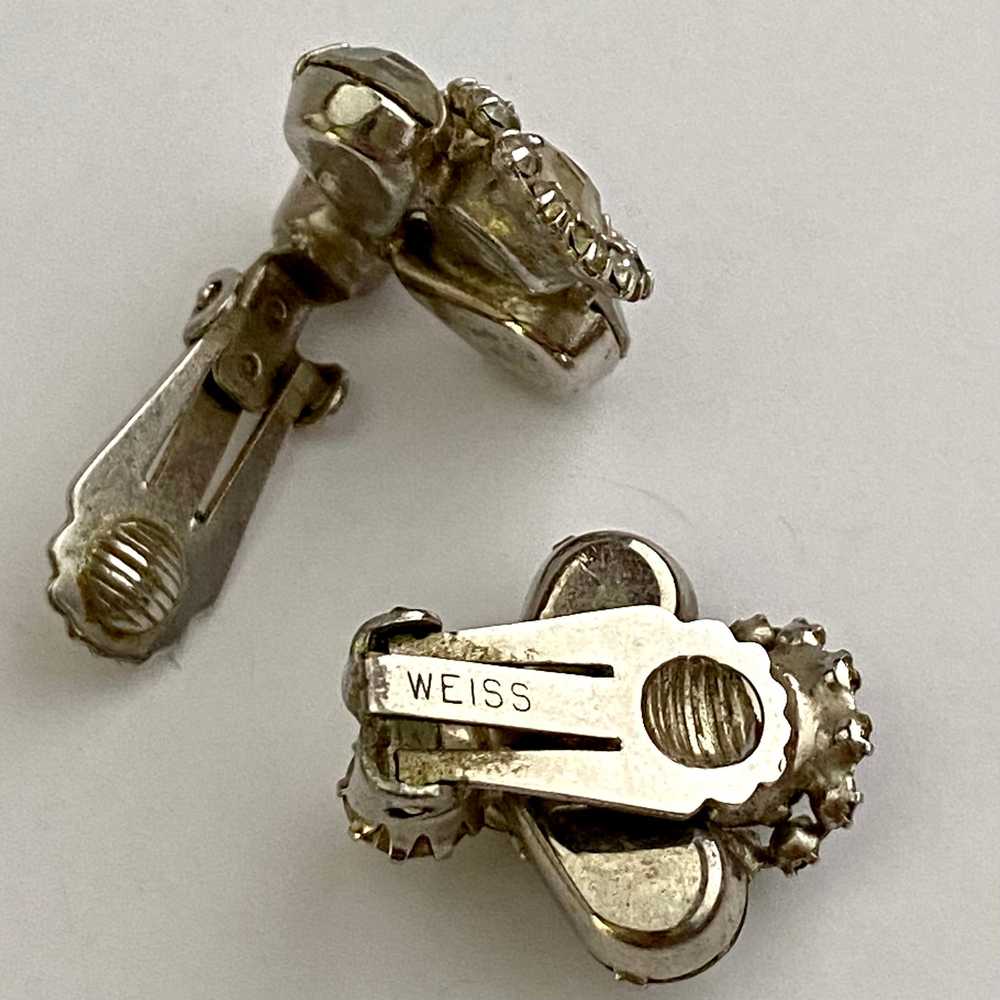 Late 50s/ Early 60s Weiss Rhinestone Earrings - image 3