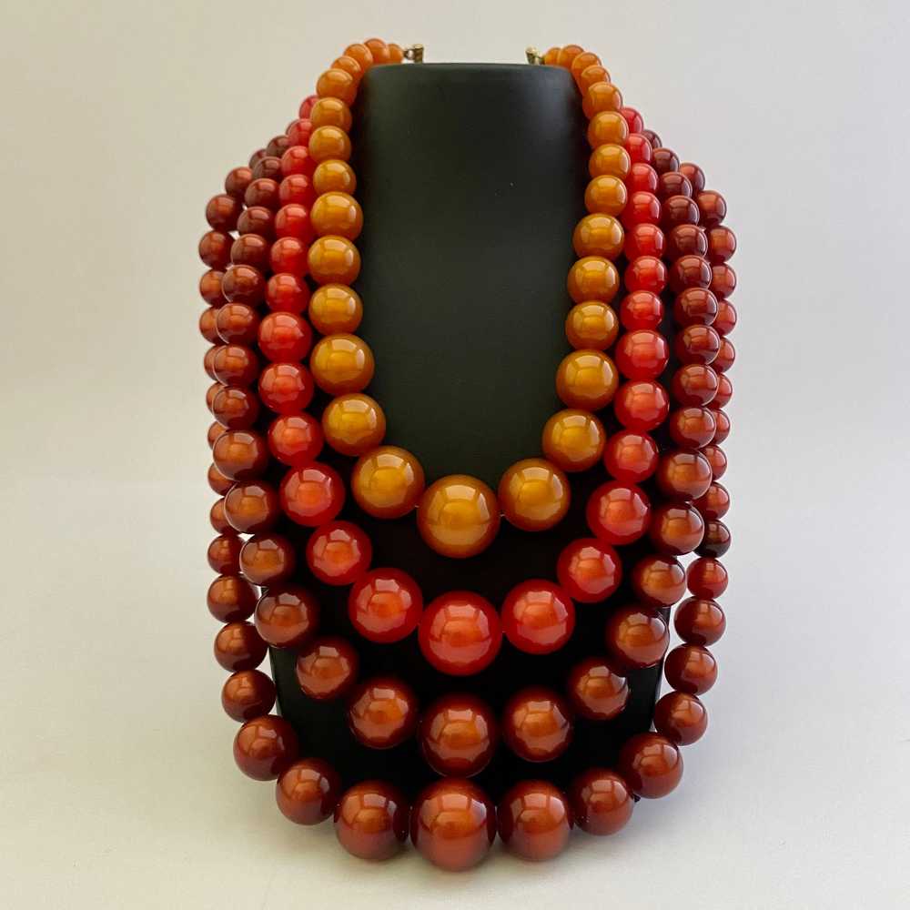 1960s 4 Strand Moonglow Bead Necklace - image 1