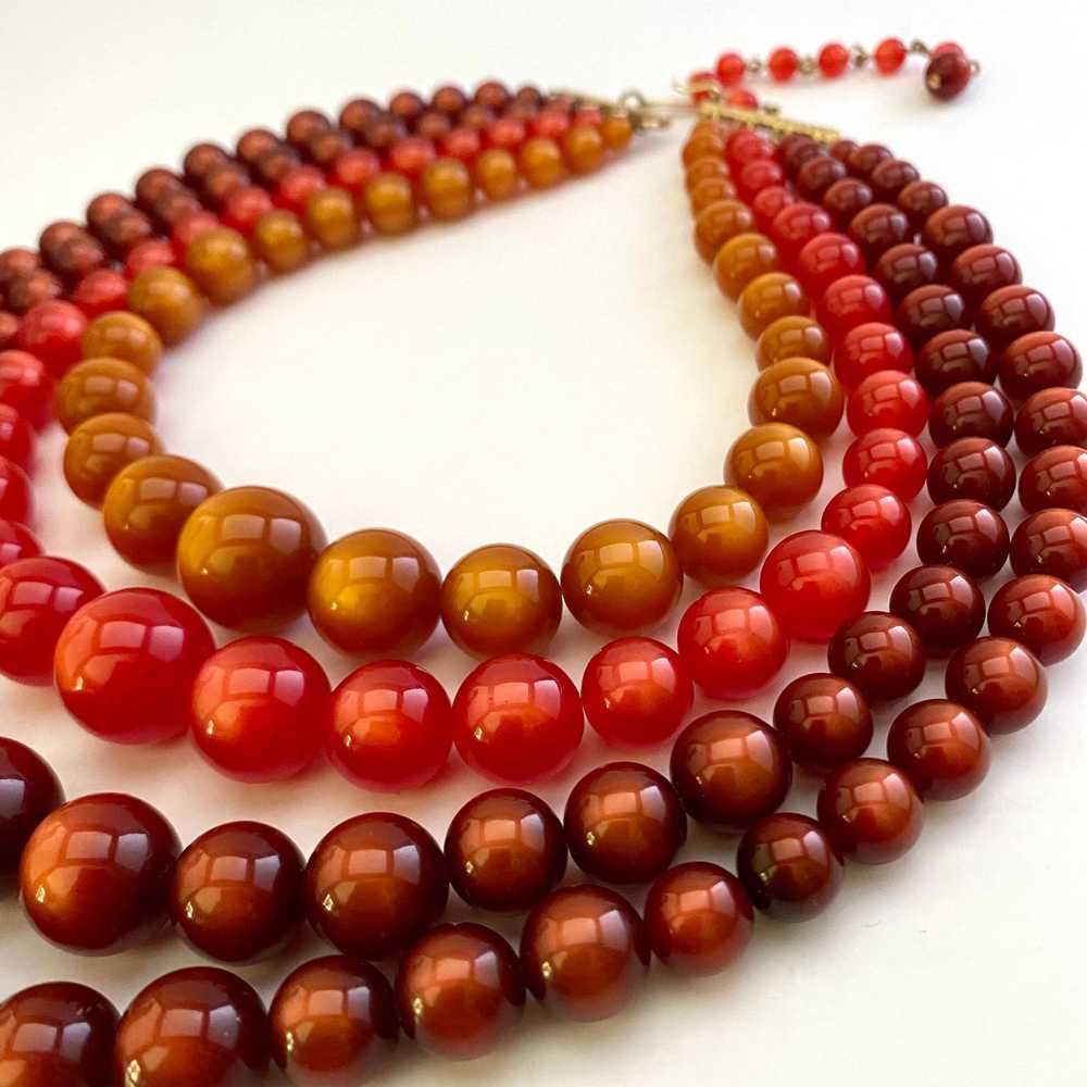 1960s 4 Strand Moonglow Bead Necklace - image 2