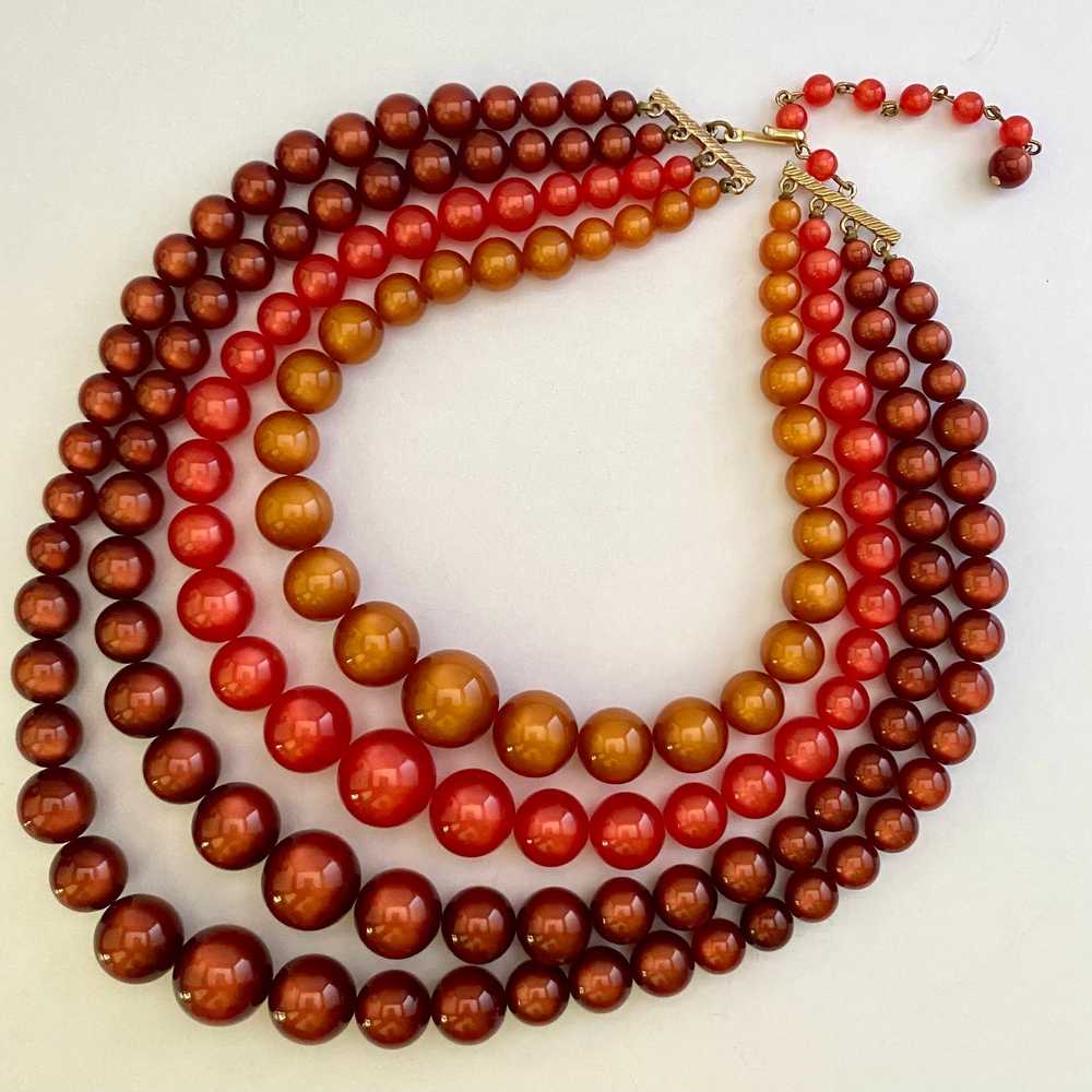 1960s 4 Strand Moonglow Bead Necklace - image 3