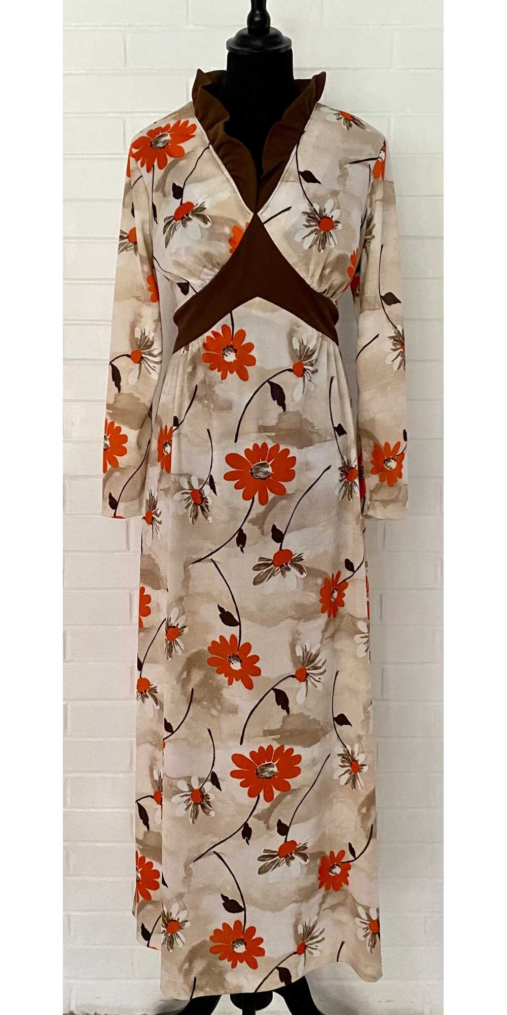 Late 60s/ Early 70s Flowered Maxi Dress - image 1