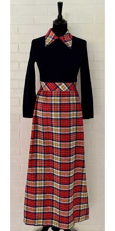 1960s Peggy Barker Plaid Maxi Dress