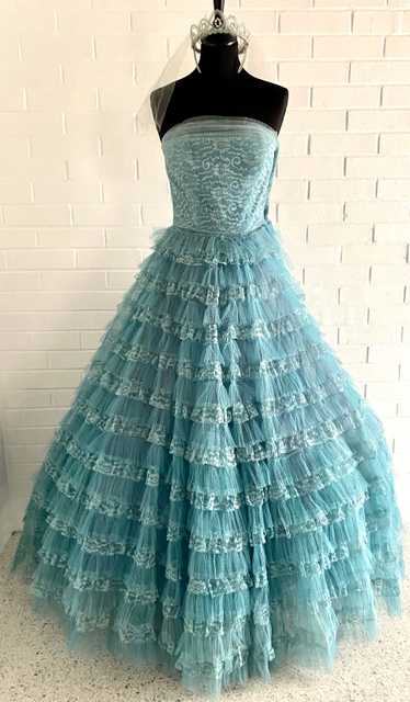Late 50s/ Early 60s Tulle Strapless Formal Dress - image 1