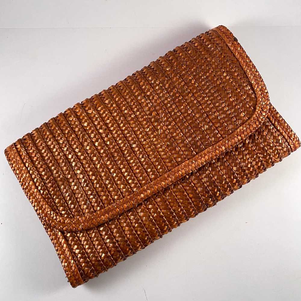 1970s Made In Hong Kong Woven Straw Clutch - image 1