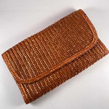 1970s Made In Hong Kong Woven Straw Clutch - image 1