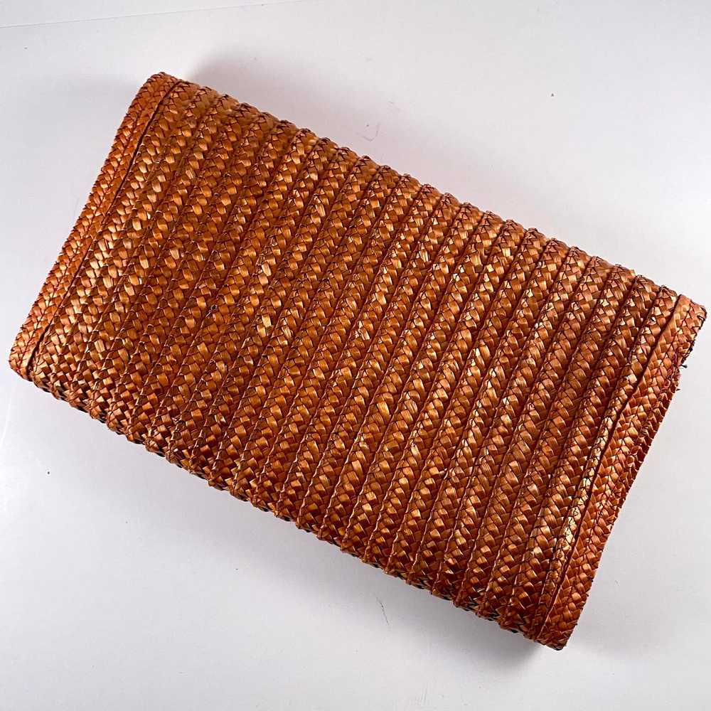 1970s Made In Hong Kong Woven Straw Clutch - image 7