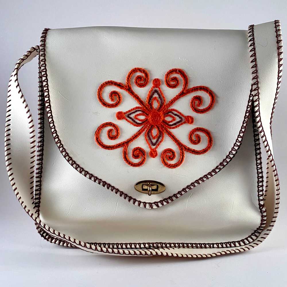 Late 60s/ Early 70s Embroidery Embellished Handbag - image 1