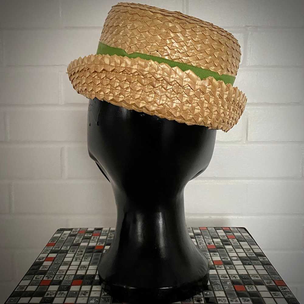 Late 60s/ Early 70's Straw Boater Hat - image 3