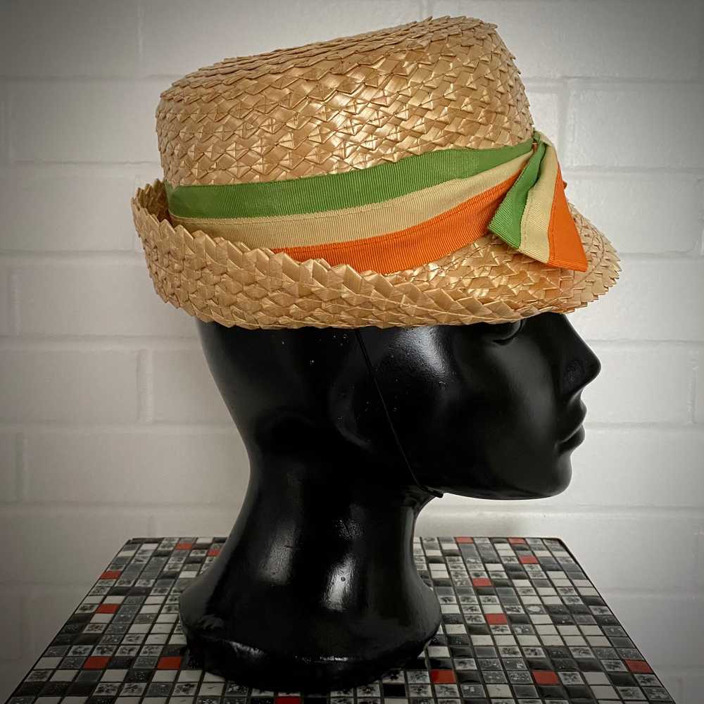 Late 60s/ Early 70's Straw Boater Hat - image 4