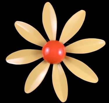 Late 60s/ Early 70s Yellow & Orange Enamel Daisy … - image 1