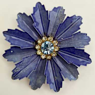 Late 60s/ Early 70s Enamel Flower Brooch - image 1