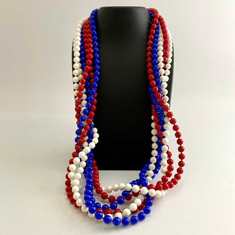 Late 60s/ Early 70s Red, White & Blue Beaded Neck… - image 1
