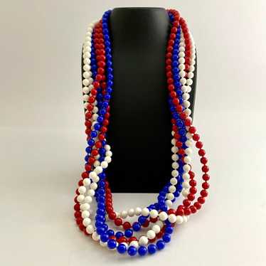 Late 60s/ Early 70s Red, White & Blue Beaded Neck… - image 1