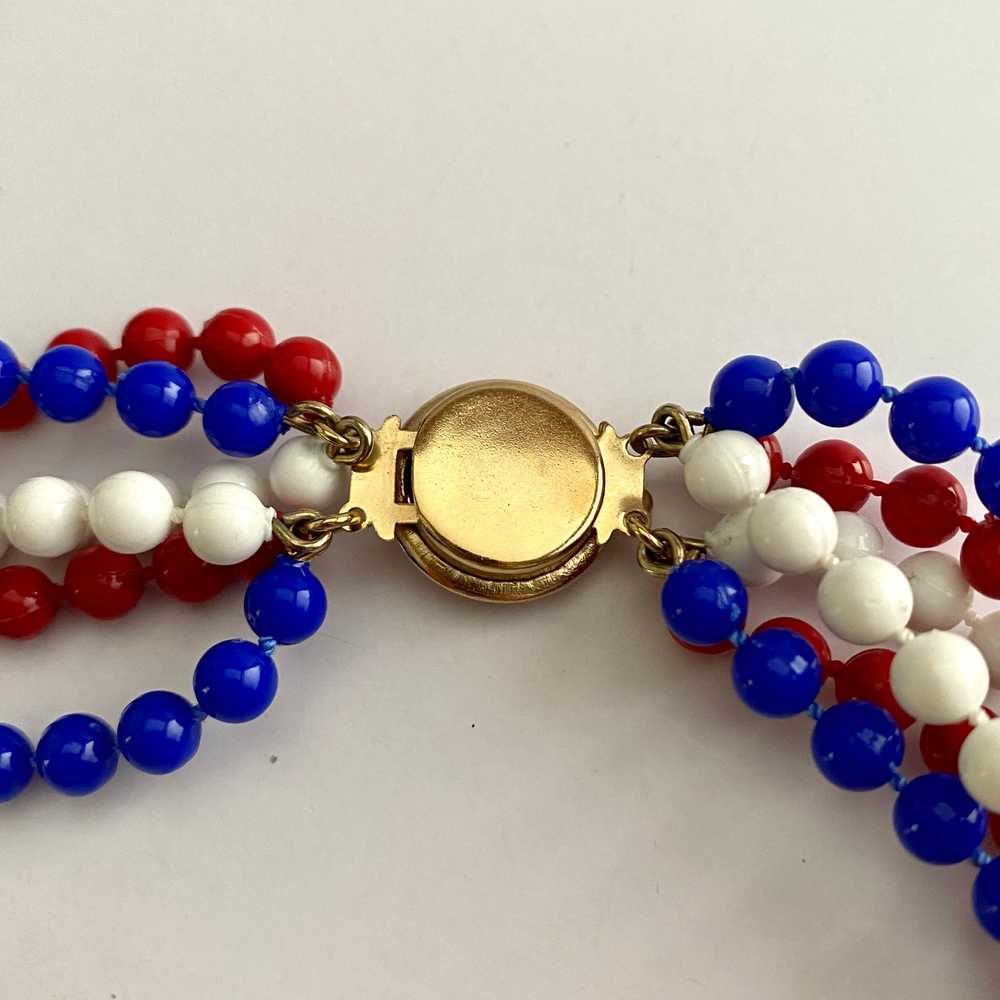 Late 60s/ Early 70s Red, White & Blue Beaded Neck… - image 2
