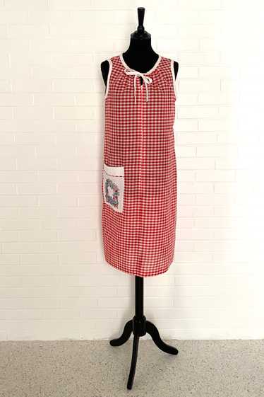 Late 60s/ Early 70s Red & White House Dress