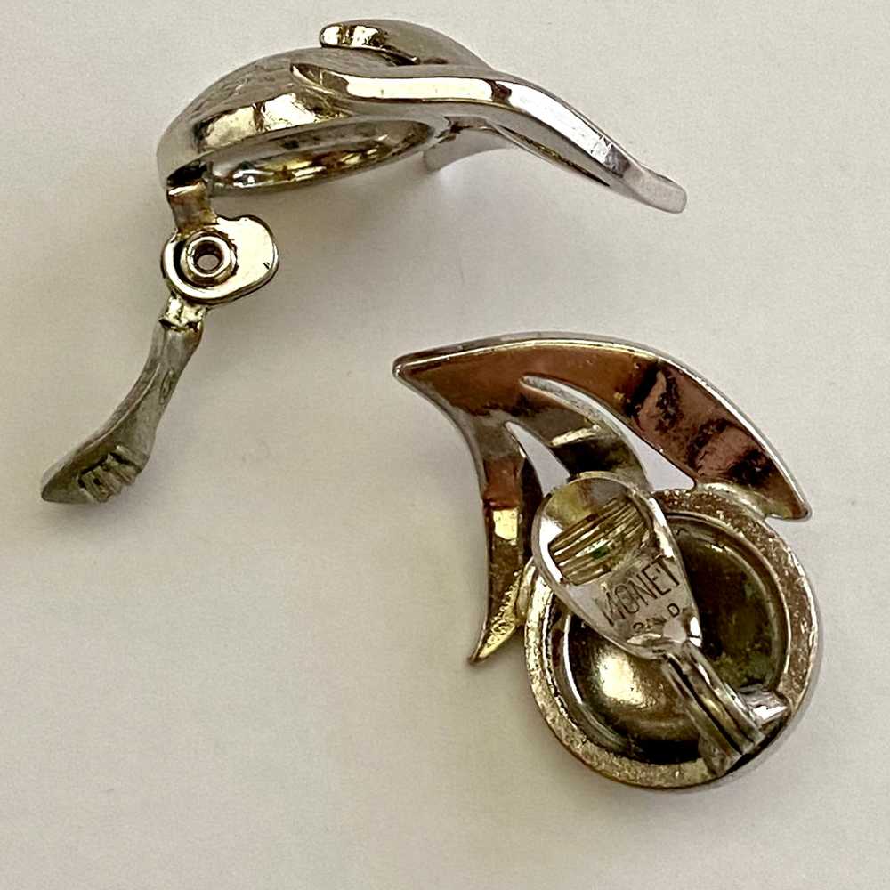 Late 50s/ Early 60s Monet Silver-Tone Earrings - image 2
