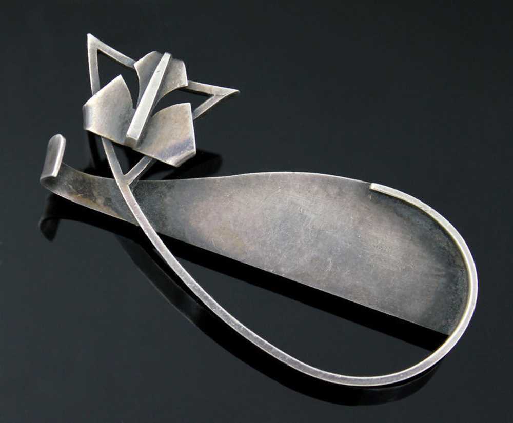 Paul Lobel Modernist Sterling Cat Brooch - image 1