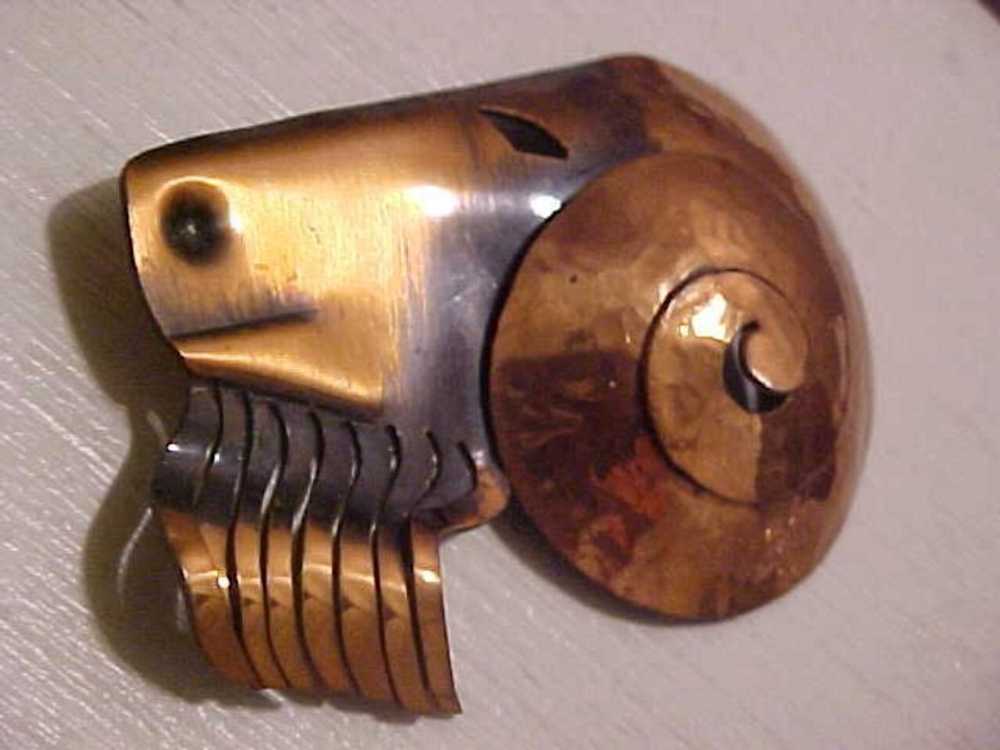 Rebajes Modernist Copper Deco Ram Head Brooch - image 3