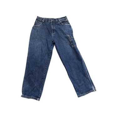 FUBU jeans, blue, vintage baggy jeans carpenter loose fit 90s hip hop, size  W 34