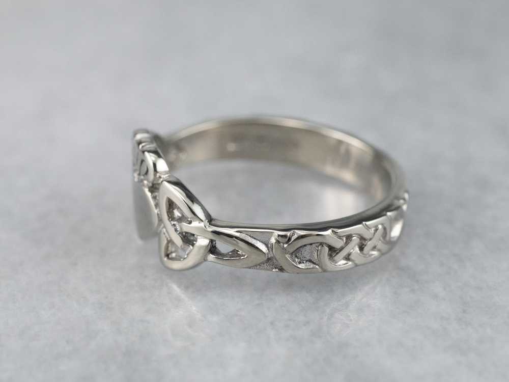 White Gold Claddagh Celtic Knot Ring - image 4