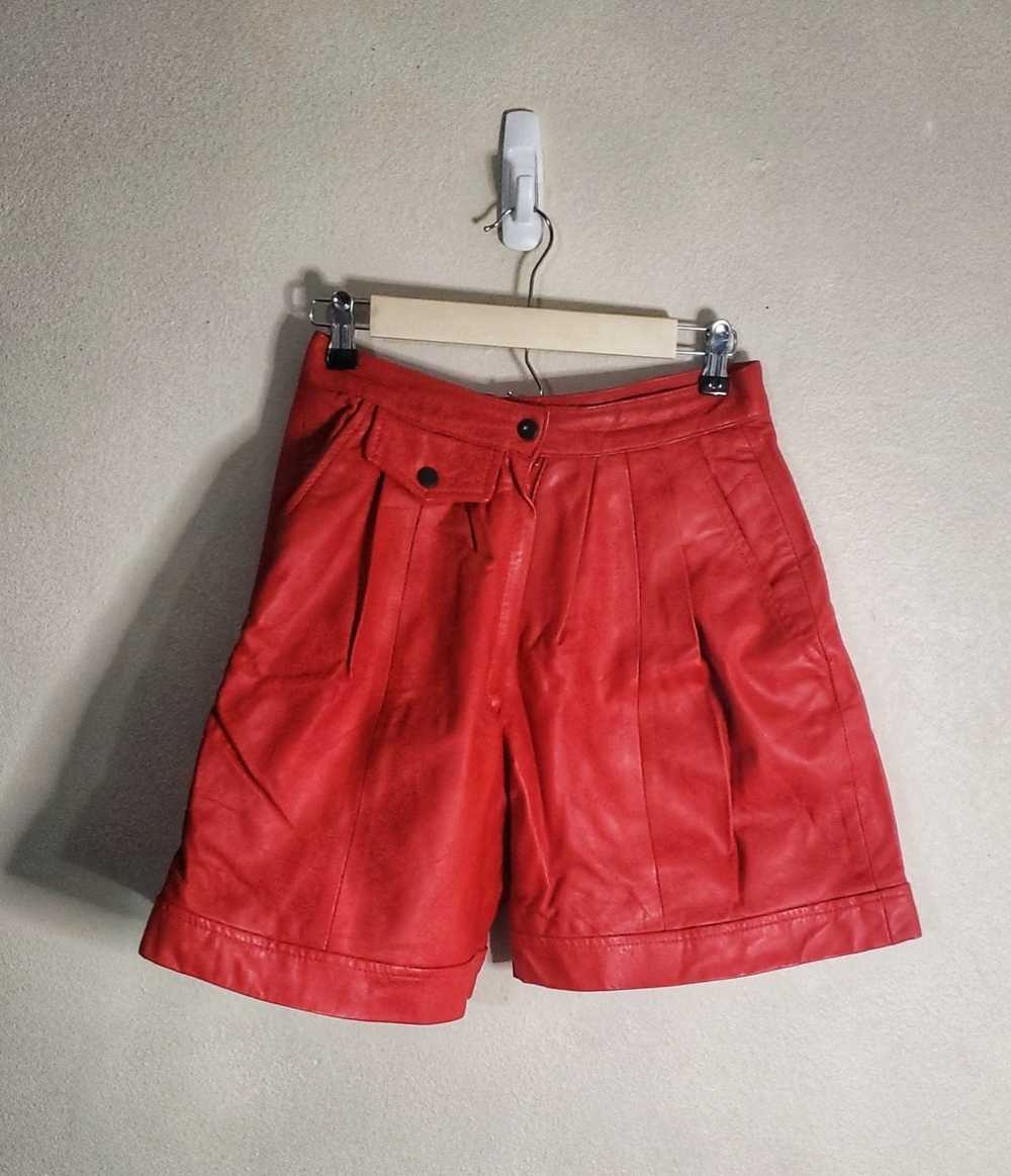 Vintage Vintage 80s Red Leather Shorts - image 1