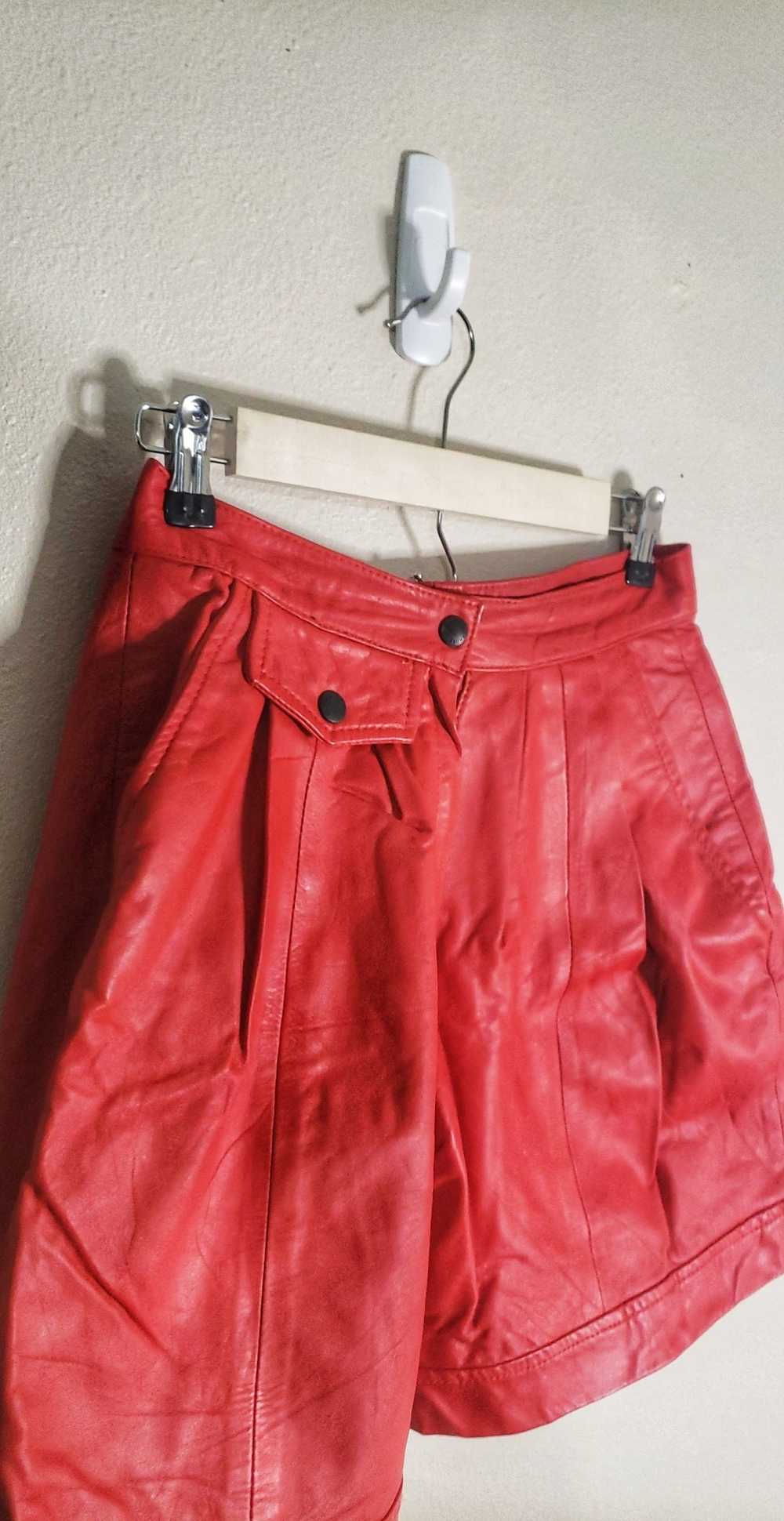 Vintage Vintage 80s Red Leather Shorts - image 2