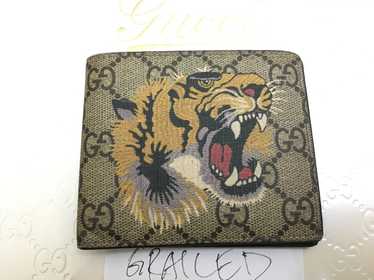 Gucci GG Supreme Monogram Tiger Zip Wristlet Pouch