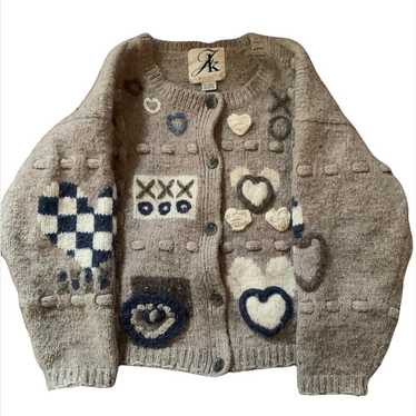 Vintage knit wool heart sweater - image 1