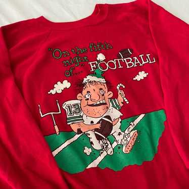 Vintage Vintage Christmas Football Graphics Red S… - image 1