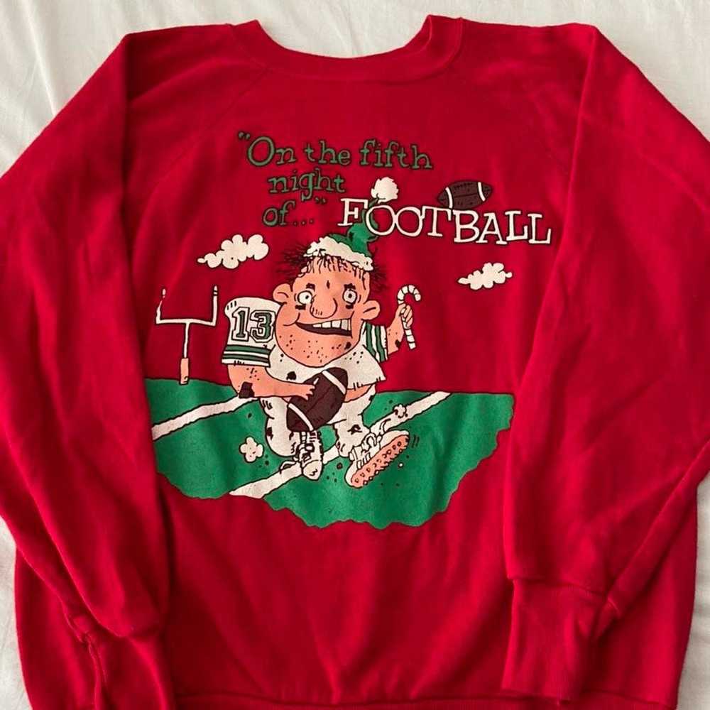 Vintage Vintage Christmas Football Graphics Red S… - image 2