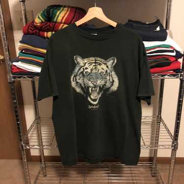 **PRE-ORDER** Tiger Vintage Washed Tee Vintage Canvas Brand Ivory with 3 Tiger Distressed Print Small