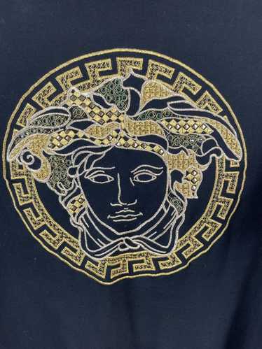 Versace Men’s T-Shirt White Cotton Gold Embroider Crystal Design NWB L