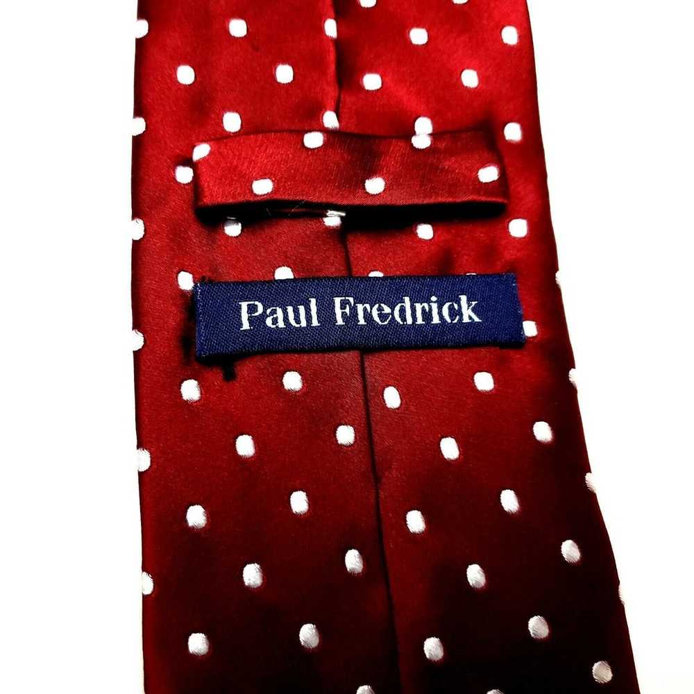Paul Fredrick Paul Fredrick Silk Tie Woven Red Po… - image 3
